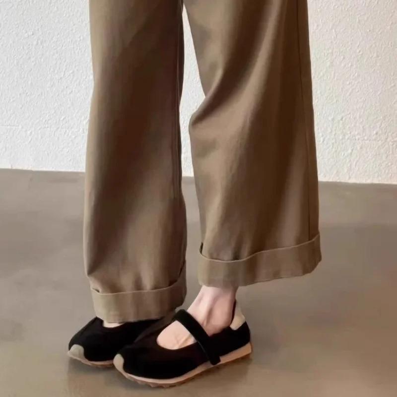 Leather Version 2025 New Style Small Batch Deqin Agan Ballet Magic Tape Sports Thick Bottom Mary Jane Shoes for Women