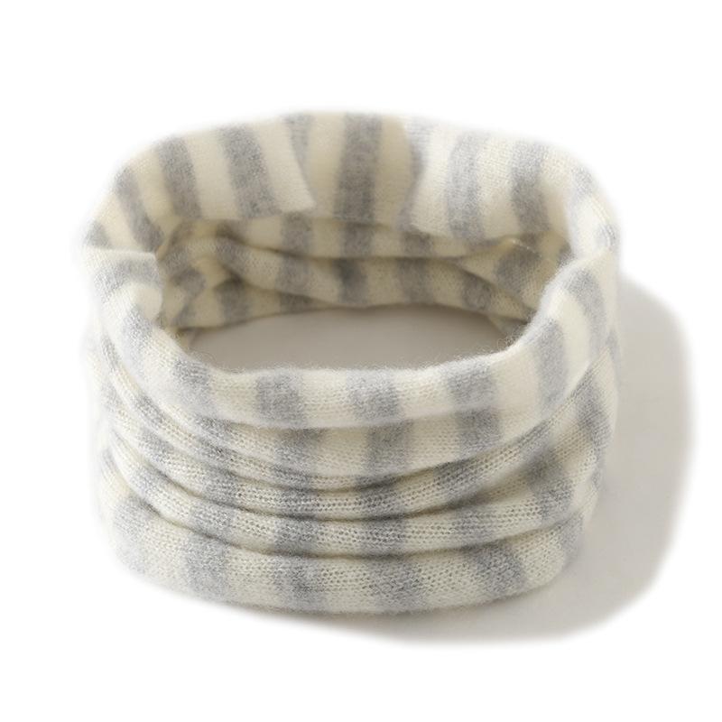 Self-Heating Cashmere Knit Neck Gaiter Scarf with Striped Design 24-37CM серый