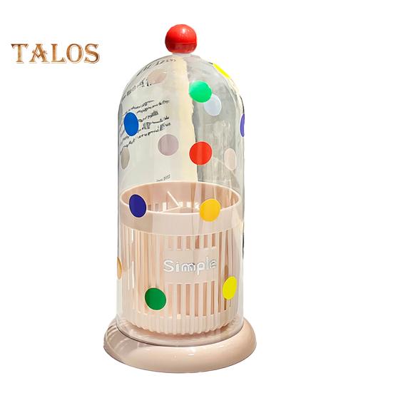 Держатель для кистей для макияжа с прозрачной крышкой, цветной точечный дизайн, органайзер для косметики, пылезащитный ящик для хранения на 3 отделения для ванной комнаты, столешница