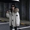Blue big fur collar tooling Parker down cotton clothes women's winter new small man fleece thickened coat