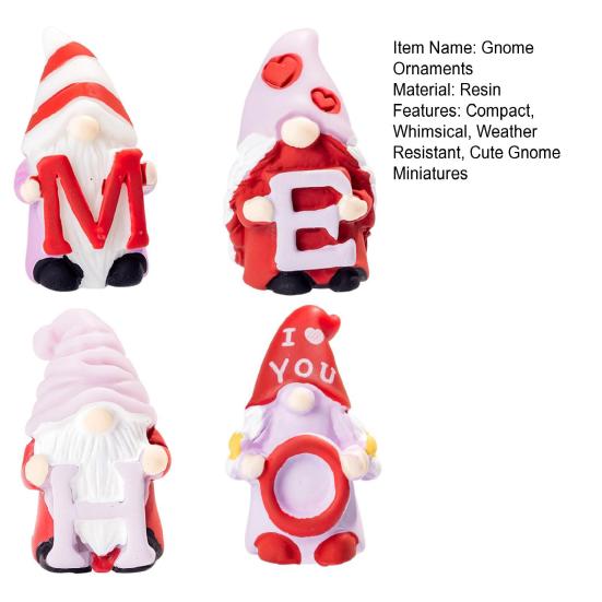 4Pcs Mini Gnome Ornaments Resin Tiny Home Gnomes Collectibles Miniature Gnome Figurines for DIY Craft Fairy Garden Party Favors Supplies