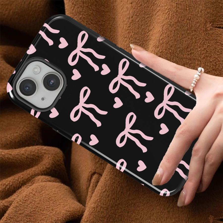 Coque de téléphone Rose Mignonne Cœur Nœud pour Apple iPhone 17 XS XR 13 Plus 15 16 Pro Max 14 16e 12 Air 11 Housse Souple Capa