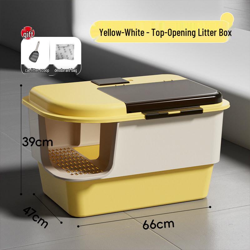 Extra Large Enclosed Cat Litter Box - Anti-Splash, Corridor Design, Deodorizing Kitten Sandbox