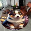 Cute Dog Samoye, Chihuahua, Husky, Koki Cartoon Round Area Rug,Carpet Rug for Living Room Bedroom Sofa Playroom Decor,Non-slip