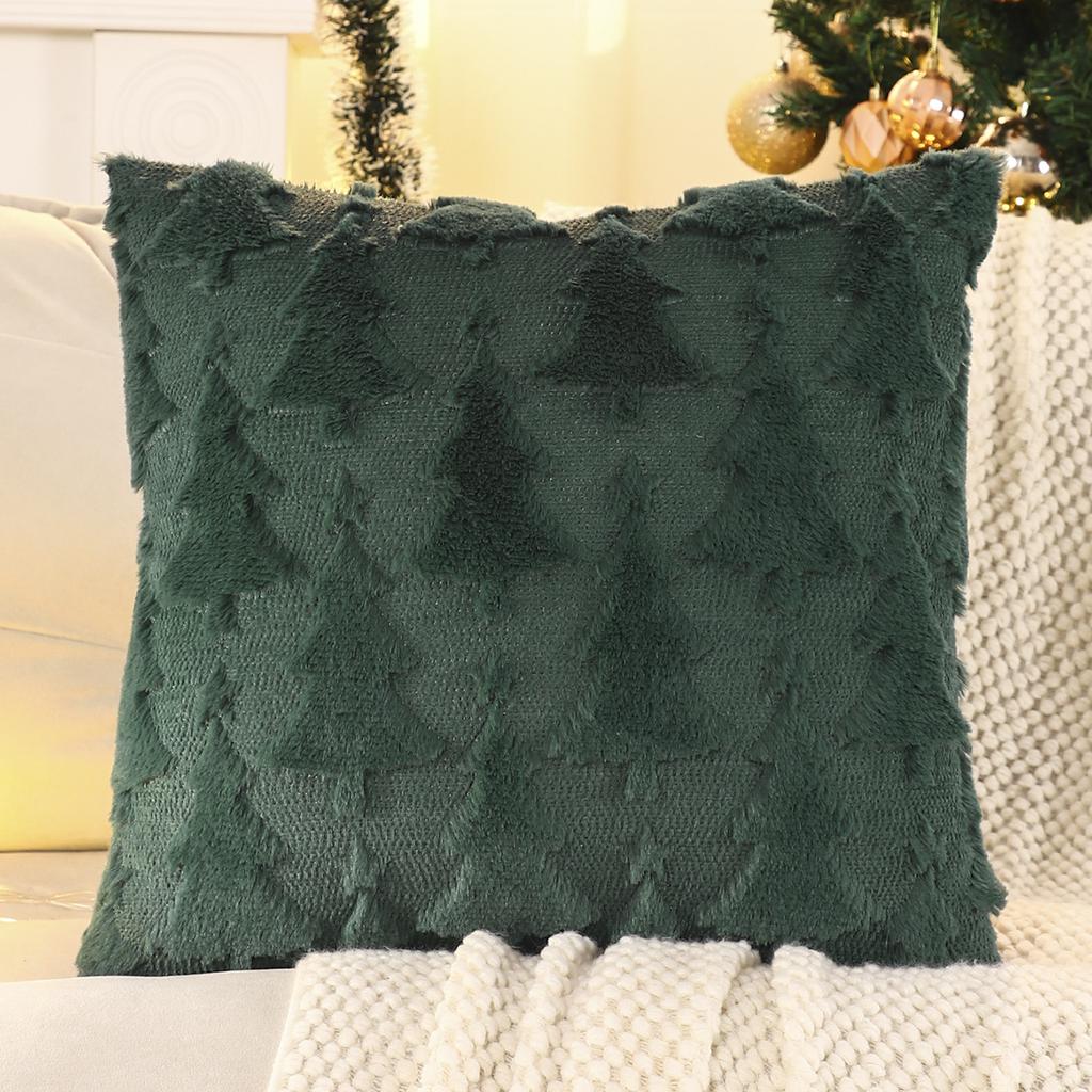 Christmas Tree Cover 45*45 Cm Plush Quilted Embroidered Decorative Throw Case for Couch Sofa Bedroom Living Room Decor (Without Insert)