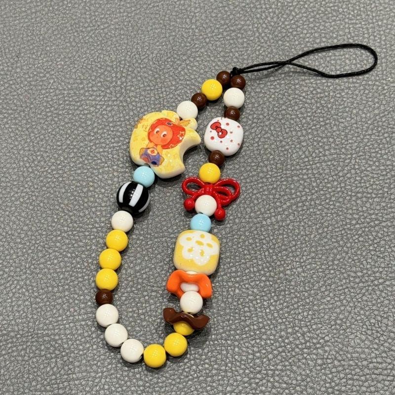 Cartoon Phone Lanyard Y2K Beaded Phone Chain Wristband For Ccd Camera Phone Pendant Hanging Rope