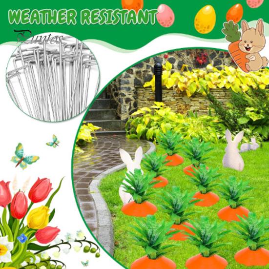 

6 комплектов пасхального морковного садового кола, набор реалистичного внешнего вида, рисунок моркови, шелковый цветочный набор с листьями, забавный уличный декор 6pcs