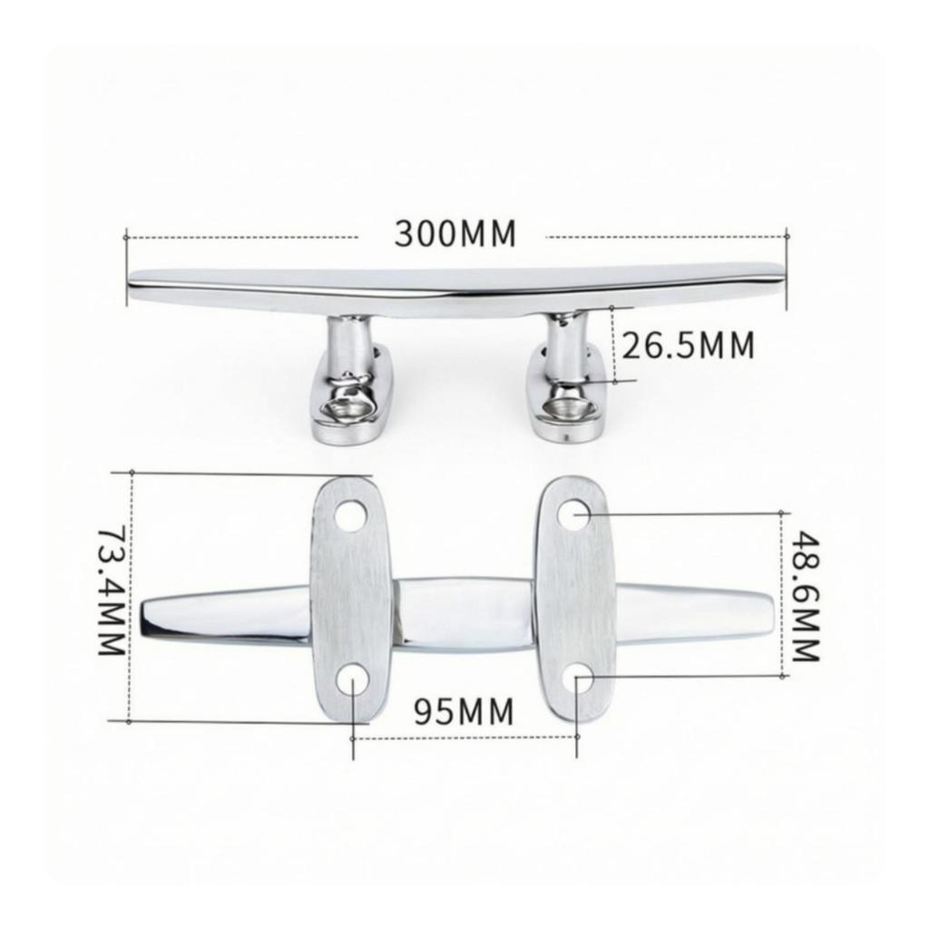 316 Stainless Steel Boat Dock Cleats | MirrorPolished Finish, Flat Cleat, for Boats 8inch Slide