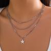 Personalized Fashion Star Necklace Set, Sweet Cool Thin Chain Metal Necklace Neck Chain