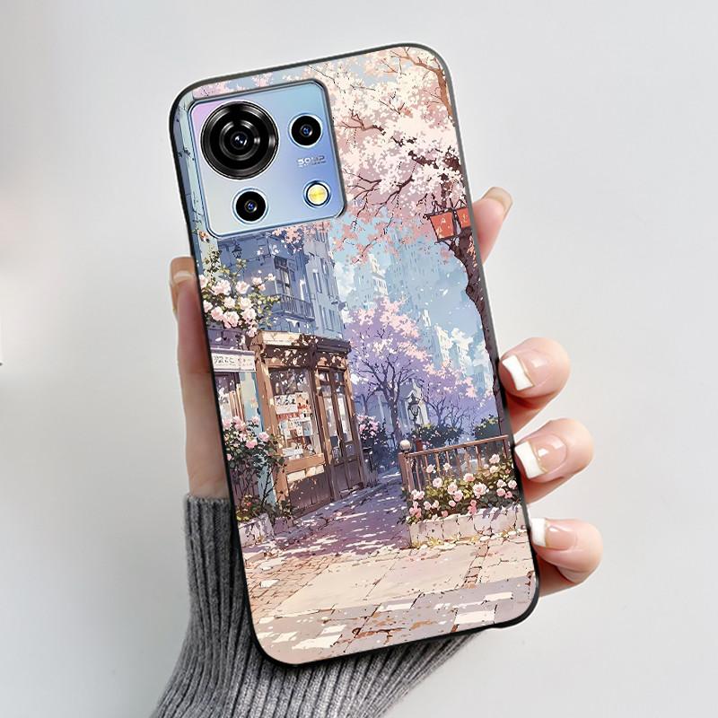 For ZTE Blade V50 Vita Case Black TPU Silicone Luxury Cute Cool Flower Phone Cases for Blade V 50 Vita V50Vita Bumper Soft Cover