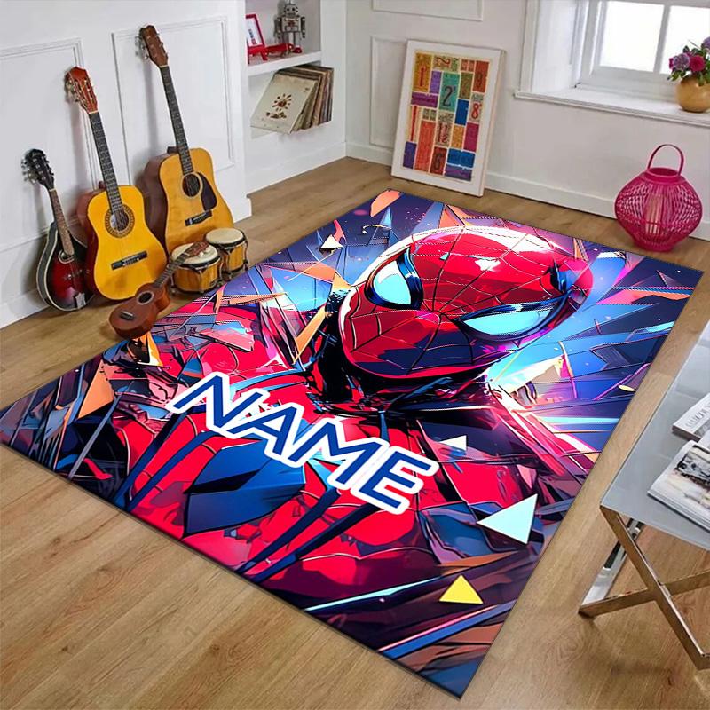 Custom Spider Man Mat Personalized Name, Polyester Washable Indoor Entryway Rug, Gift for Christmas, Easter, Thanksgiving Day