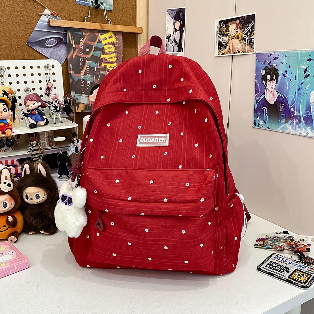 Small fresh schoolbag, girls, junior high school students, polka dots, cute versatile travel backpack, lightweight large-capacity backpack