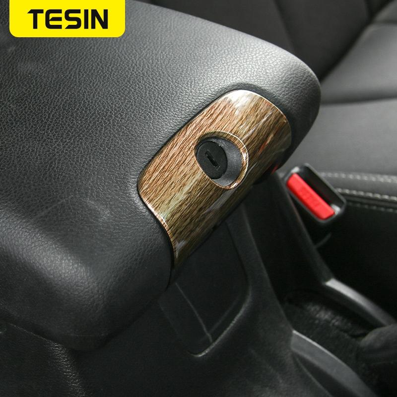 TESIN ABS Car Interior Armrest Box Lock Decoration Cover Trim Stickers Accessories for Jeep Wrangler JK 2011-2017 Car