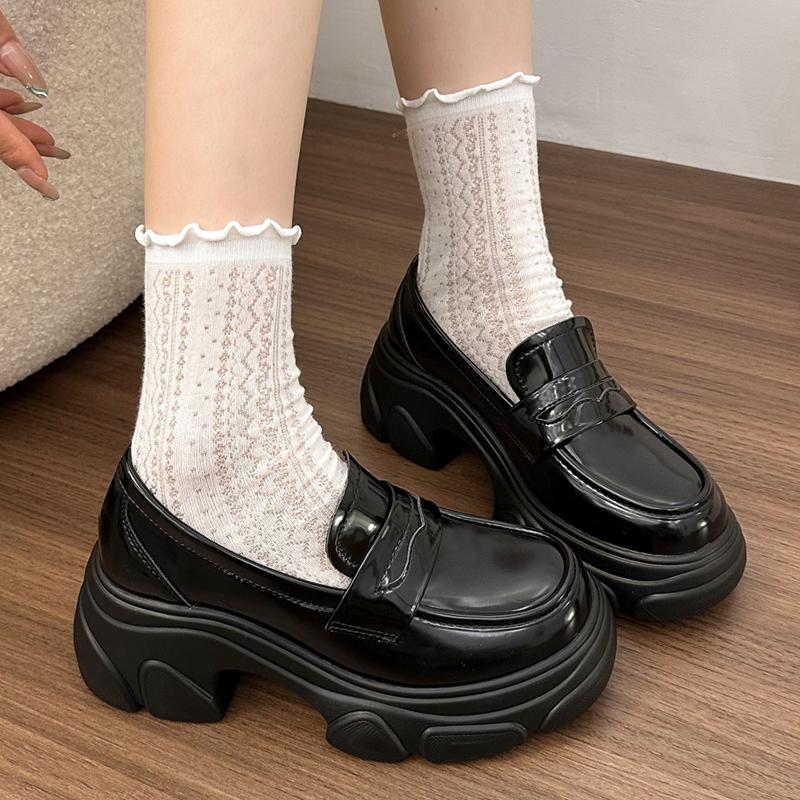 Fashion Chunky Platform Loafers for Women 2025 Autumn Preppy Style Patent Leather Dress Shoes Woman Comfortable Slip On Thick Heel Pumps