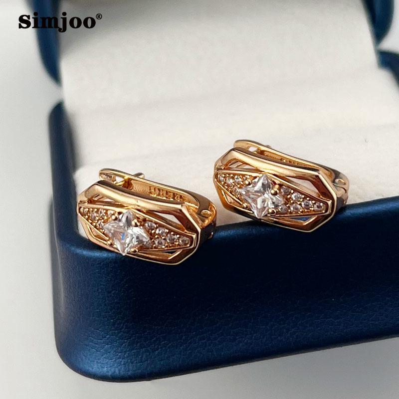 Cercei simpli cu zircon cu temperament SIMJOO Cercei cu cristale cu diamante goale pentru femei