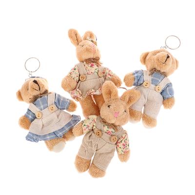 Nette Tragen Kleidung Bär Plüsch Spielzeug Cartoon Kaninchen Anhänger Weiche Angefüllte Puppe Schlüsselbund Rucksack Auto Tasche Schlüssel Ring Decor Kind geschenk
