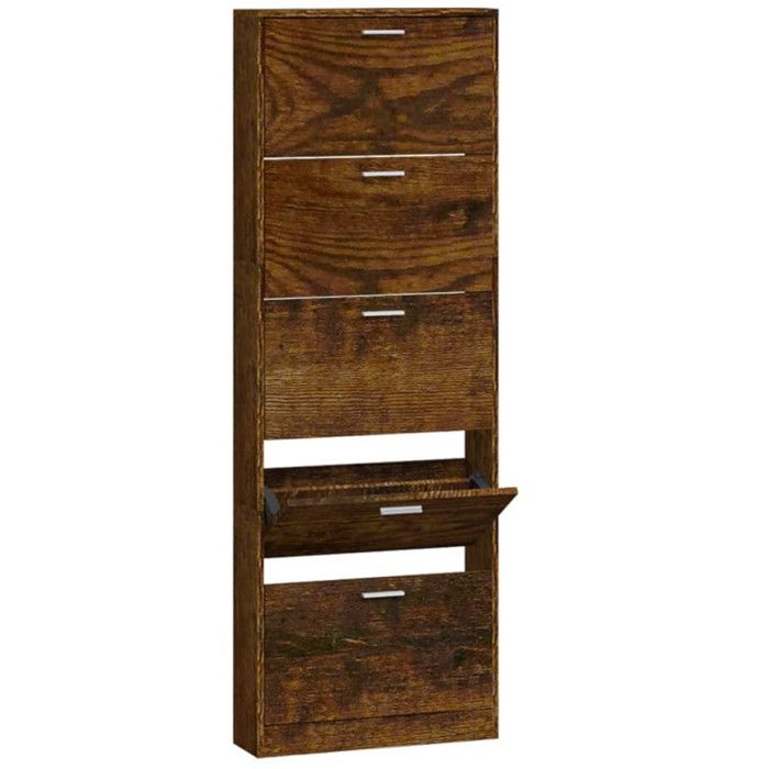342515 vidaXL Armoire à chaussures Chêne fumé 59x17x169 cm Bois d'ingénierie