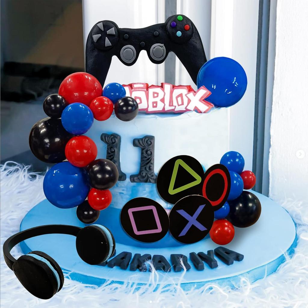 Video game themes Cake Toppers Headset Cake Decoration Ball Controller Cake Decoration for Birthday Party Cake Decoration