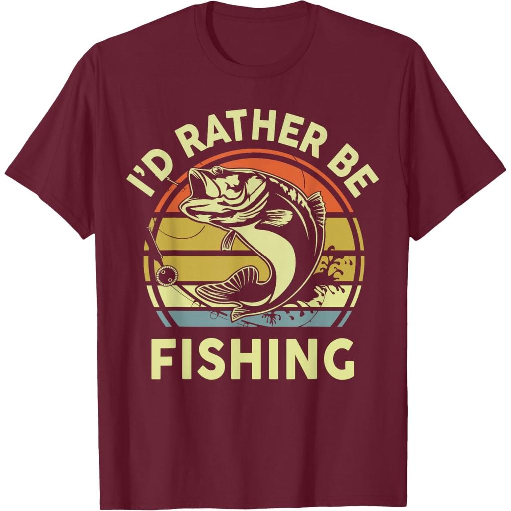 Fischen Unisexs Ich Würde Lieber Angeln Barsch Fisch Papa Witze Lustiges T-Shirt