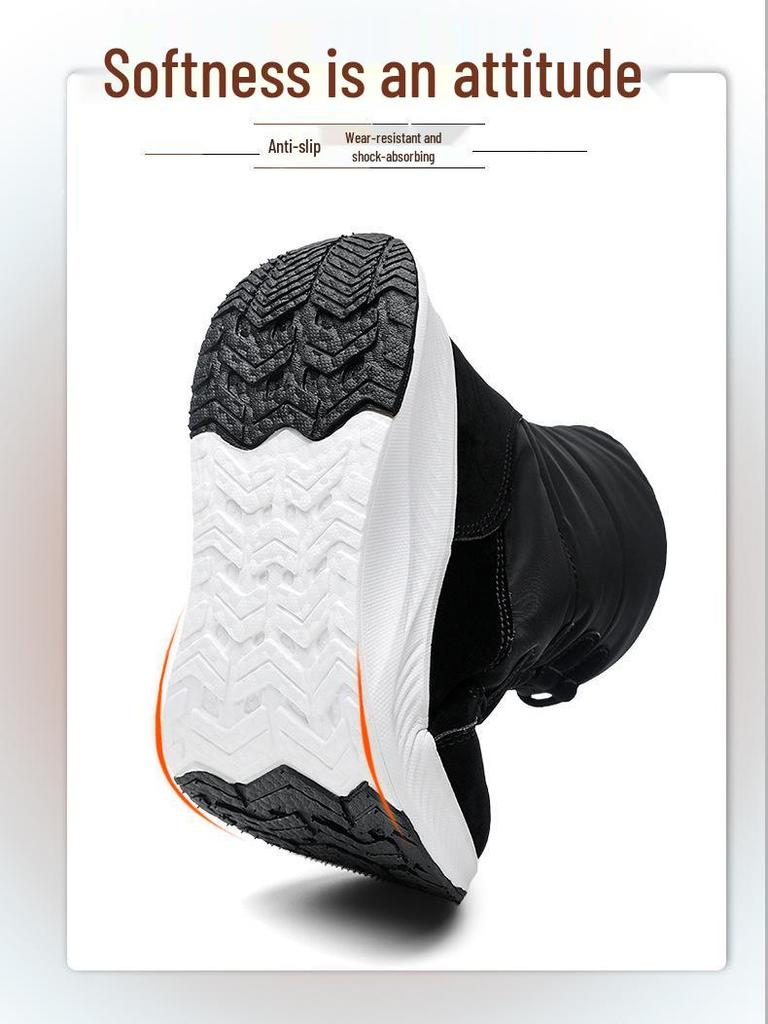 High-Top Snow Boots with Thick Soles and Lace-Up Design - Plus Velvet Insulation for Extra Warmth In Winter.