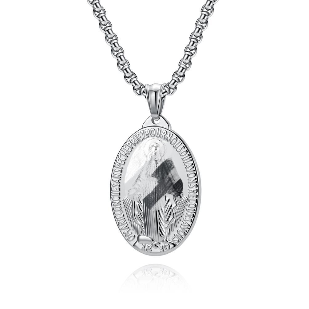 2026 European and American Literary and Retro Portrait Necklace Niche Personality Trend Pendant 60CM