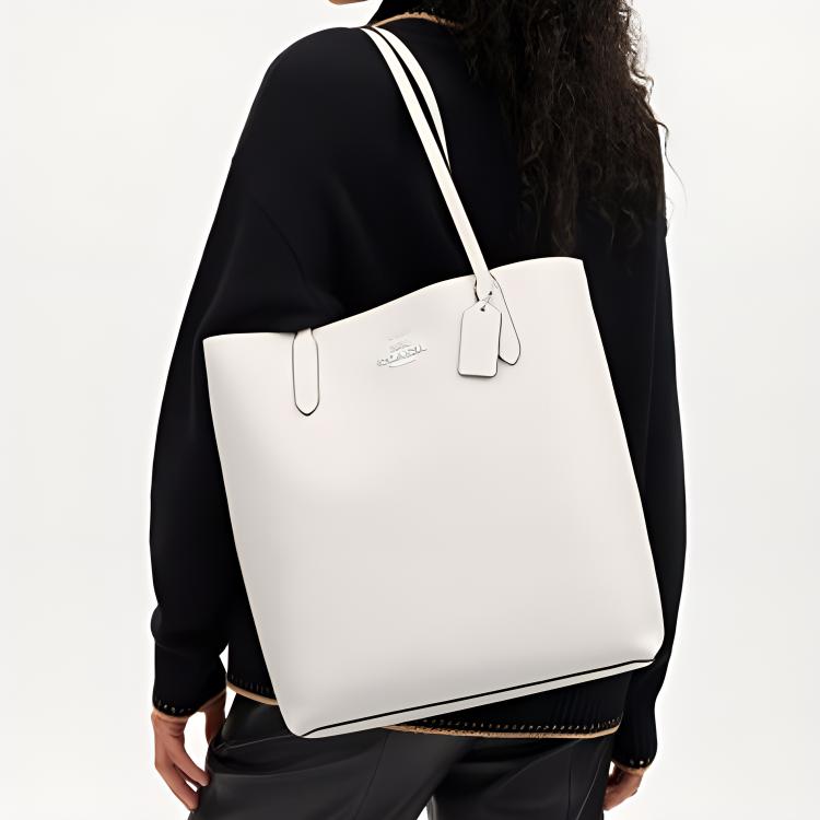 COACH Double Sided Leather Handbag, Shoulder Bag Large Women's White CP037-SVHA