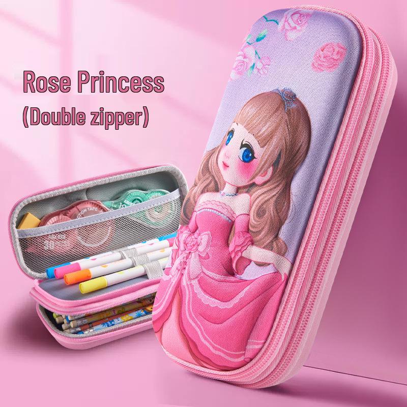 Double Layer 3D Zipper Pencil Case - Large Capacity for Elementary School Students
