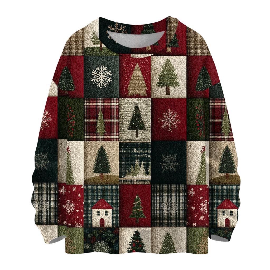 Women's Casual Long Sleeve Woolen Christmas Sweatshirt Fall  Vacation Long Sleeve Pullover