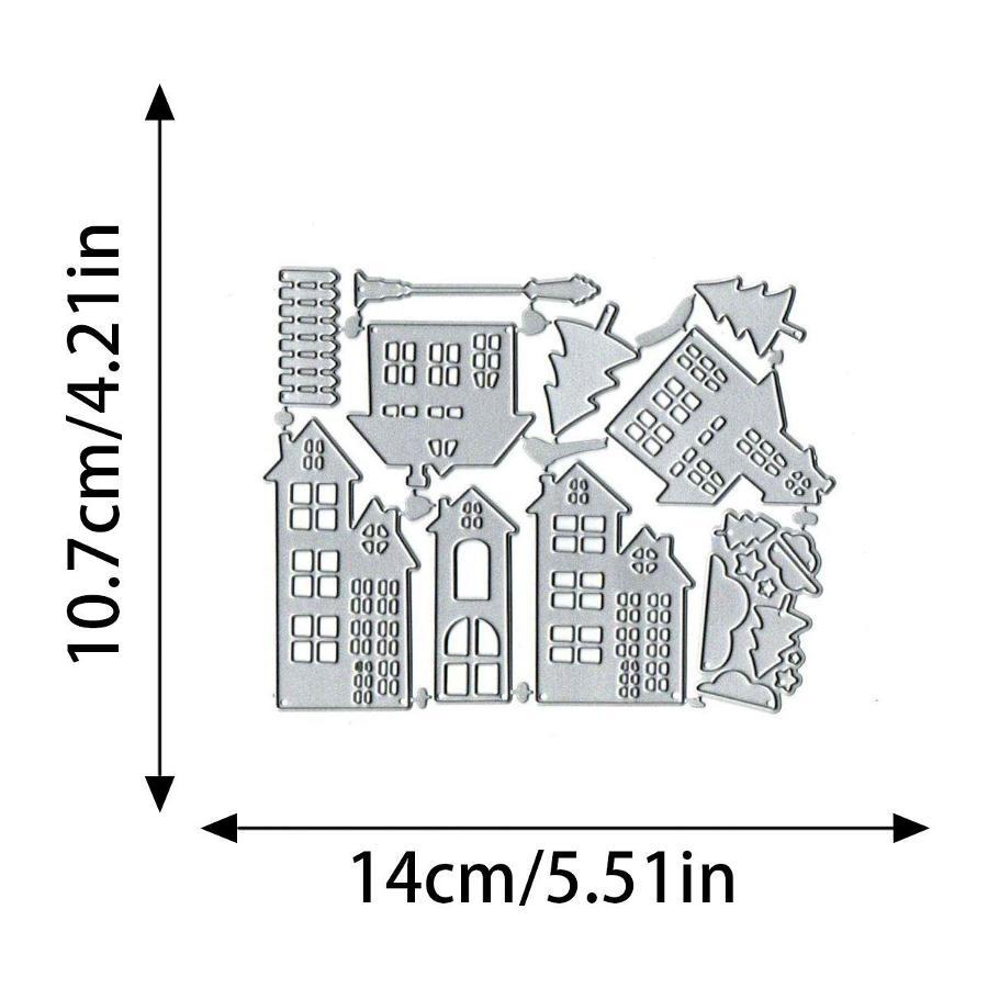 Creative House Village Metal Cutting Dies Carbon Steel Embossing Stencil For DIY Scrapbook Album Paper Card Craft Decor Mold