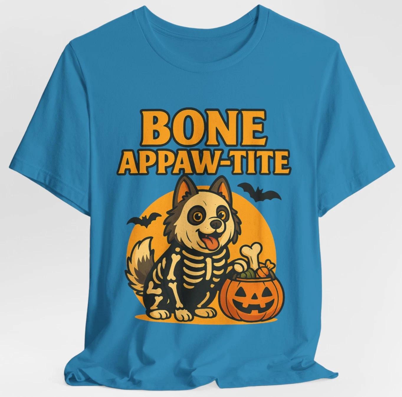 Bone Appaw-tite Pomsky T-Shirt Cute Skeleton Dog Halloween Design S