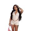 FC1376 European & American Women's Solid Color Vest and Sexy Shorts Set