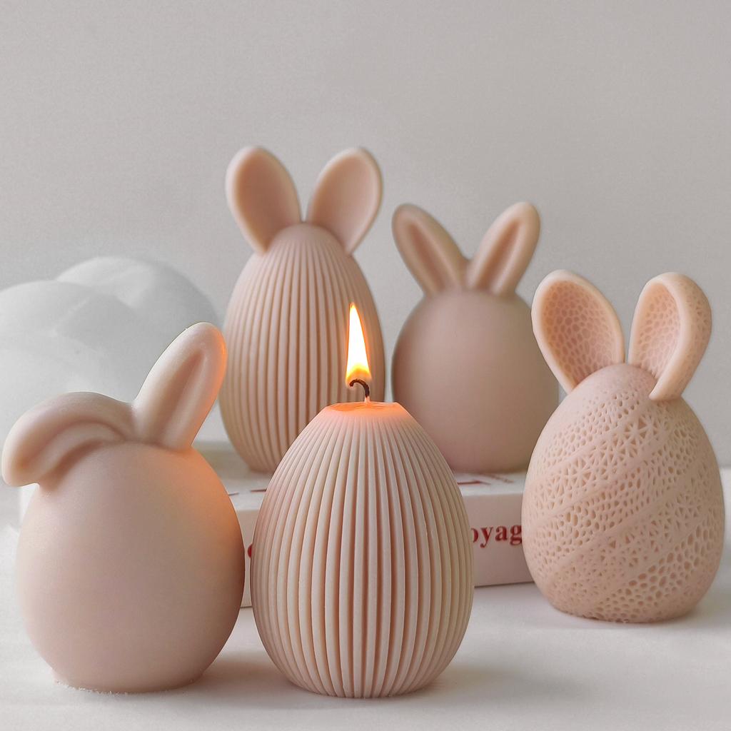 DIY Easter Bunny Egg Candle Mold Egg Shape Aroma Plaster Resin Decoration Silicone Molds Easter Candle Making Supplies