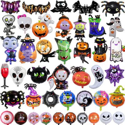 Halloween Party Large Standing Cartoon Ghost, Pumpkin, and Bat Aluminum Foil Balloons