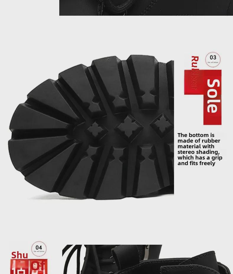 Men’s Stylish Dark Martin Boots – Height-Enhancing, Youthful, Trendy Workwear for Spring & Autumn 2024.