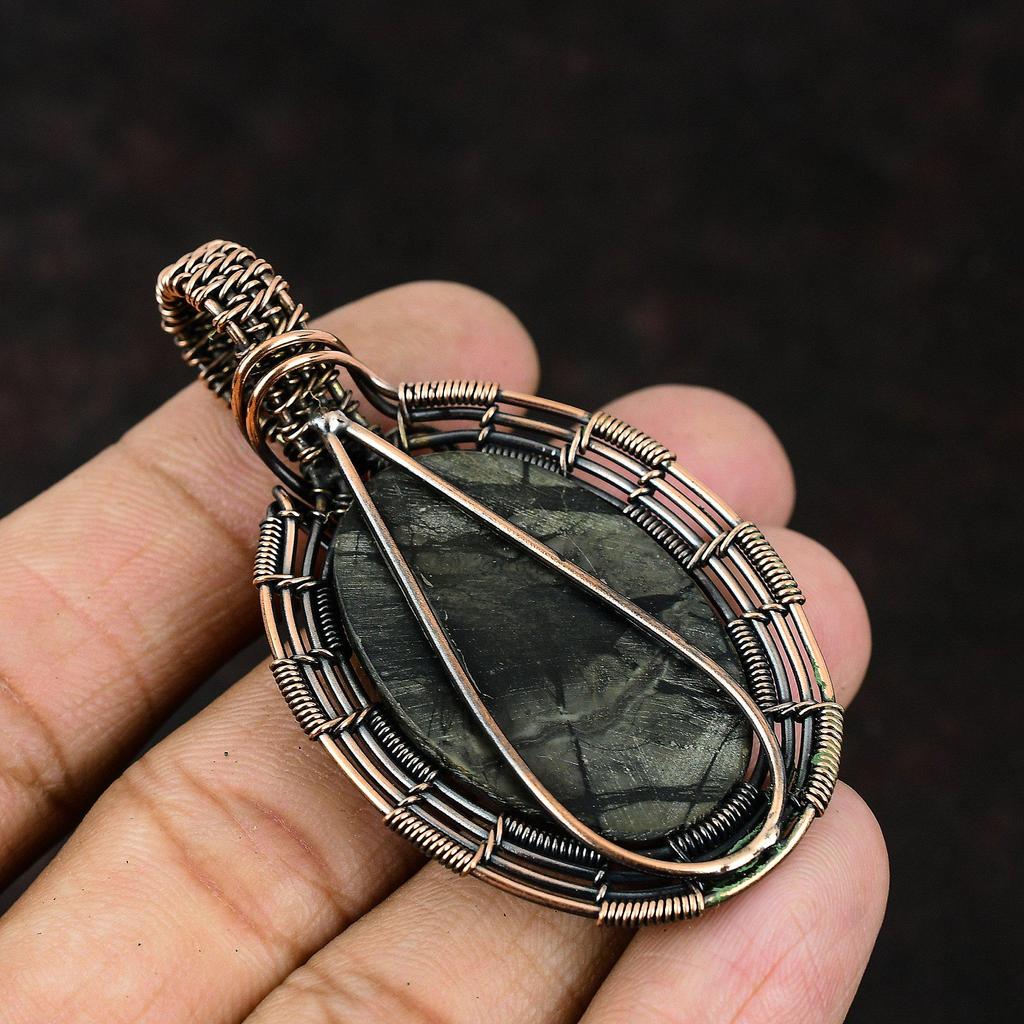 Picasso Jaspis Kupfer Anhänger Edelstein Kupferschmuck Kupferdraht gewickelter Anhänger Picasso Jaspis Schmuck Handgefertigt Damen Anhänger Geschenk für Mama