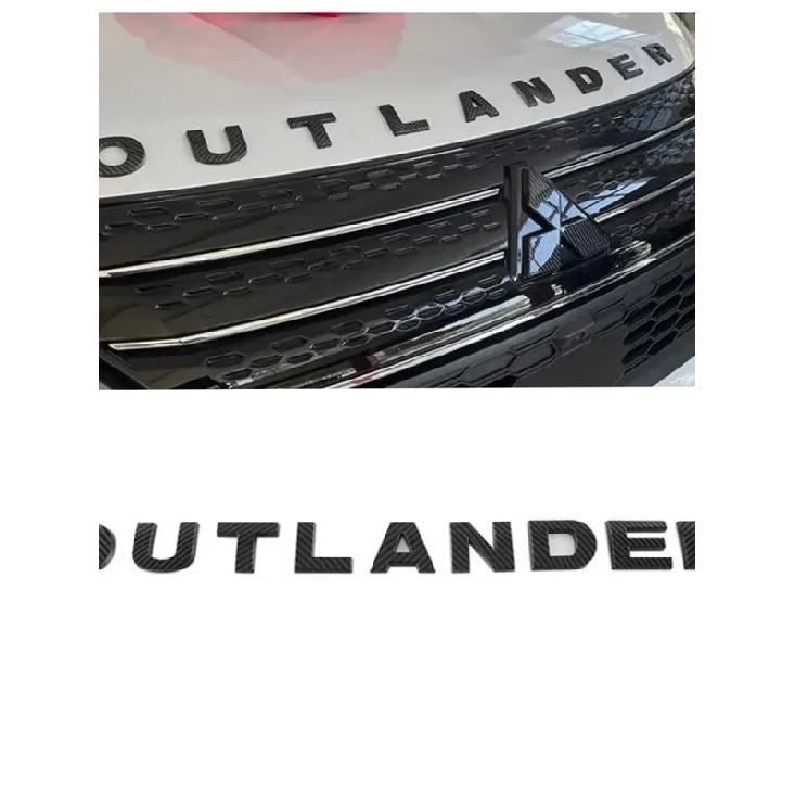 For Outlander 2026 2025 - 2007 Car head  Letter 3d Sticker Abs Chrome Glossy Black Silver Styling Auto part Accessories 9pcs