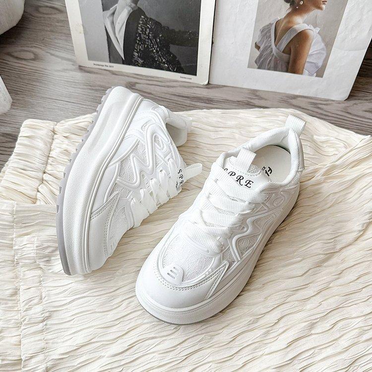 Thick-soled Dad Shoes Women's Summer Thin Breathable Mesh 2025 New Versatile and Lightweight Sports and Leisure Little White Shoes