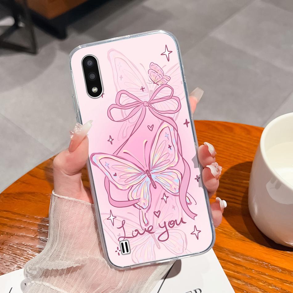 For Samsung Galaxy A01 M01 Core Case Gradient Flowers Soft TPU Silicone Phone Cases For Samsung A 01 M 01 Protective Back Cover