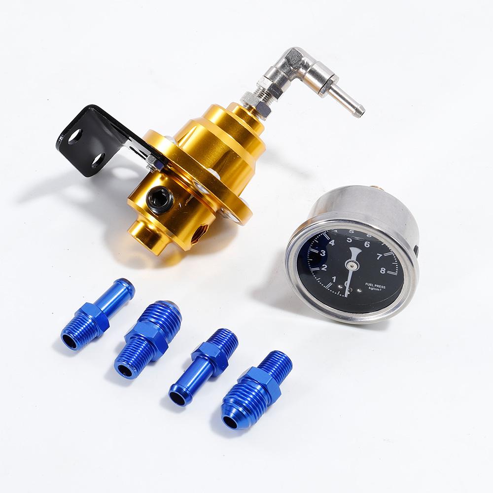 Adjustable Fuel Pressure Regulator Car Accessories Vehicle Refitting Fuel Supercharger Universal with Gauge Kit Blue/Red/Black