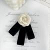 Camellia Flower Brooches Balck Bow Lapel Pins For Women Corsage Shirt Scarf Buckle Badge Accessories