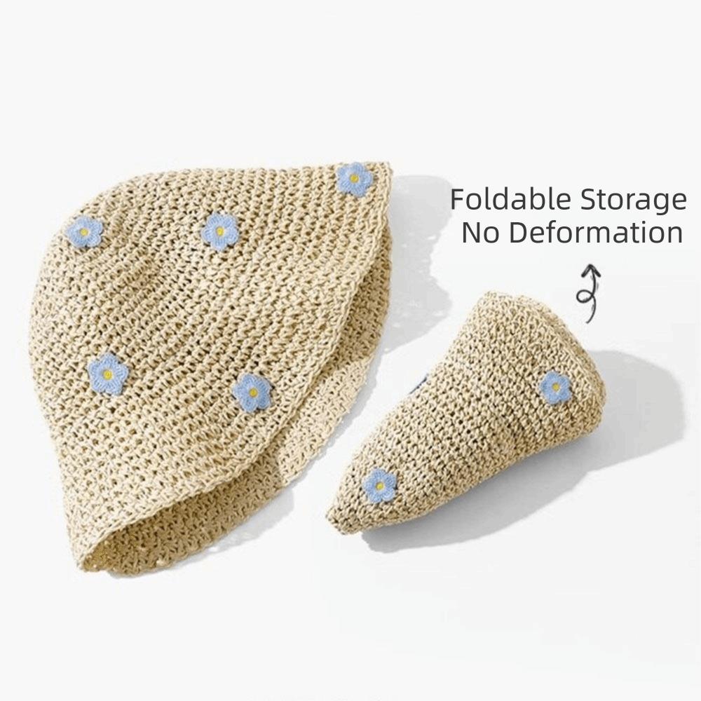 Foldable Woman's Straw Hat Elegant Sunscreen Cap Casual Lace Brim Sunshade Cap  Outdoor