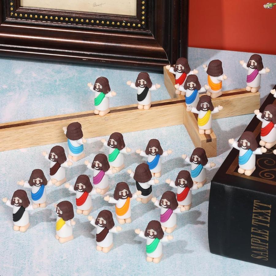 

50 Pcs Mini Jesus Figurines Bulk MultiColors Little Jesus Figures for Hide and Seek Classic Religious Gifts Sunday School Bapti United States