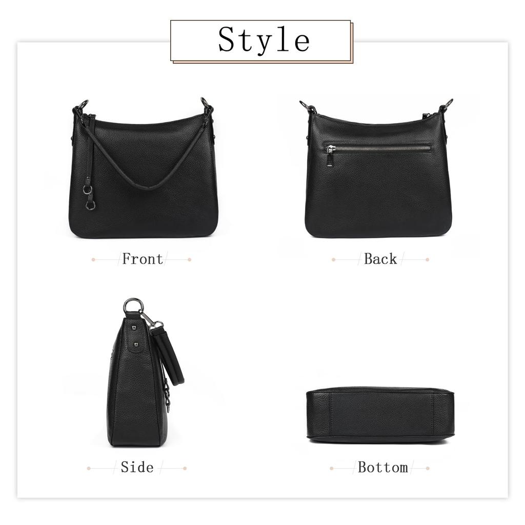 MFFOR Genuine Leather Shoulder Crossbody Shoulder Carry with Zipper Large Popular for Commuting Women's Bag, 2-Way, Bag, Handbag, Bag, Bag, Pocket,