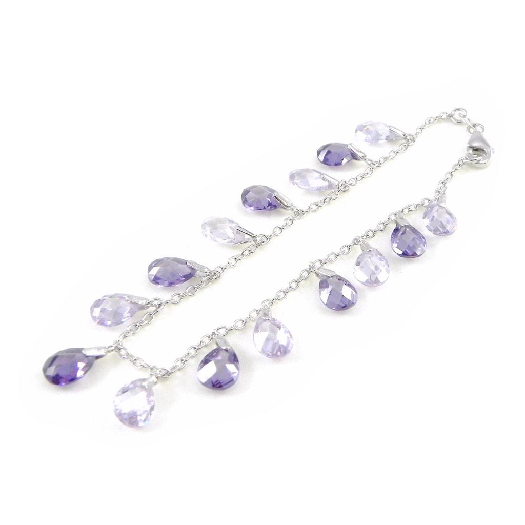 Les Trésors De Lily [E9187] - Lavender 'Linda' Silver Bracelet