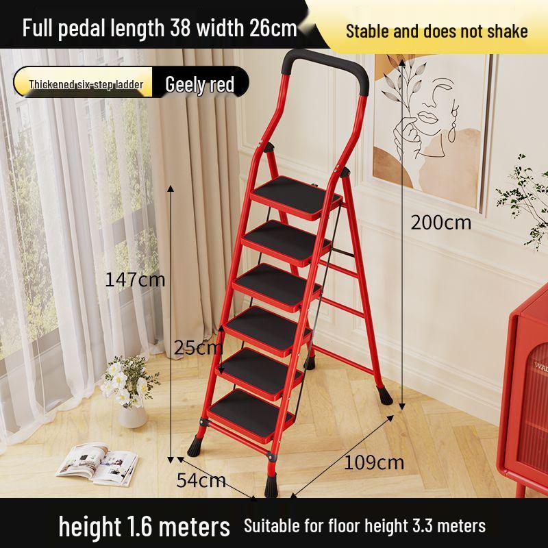 Multi-functional Indoor Folding Ladder with Handrails and Widened Pedals - Four to Five Steps for Home and Dorm Use