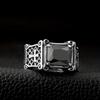 1pc Men's Cross Ring Personality Trendy Hip-hop Ring, Black Stone Open Ring Finger Ring