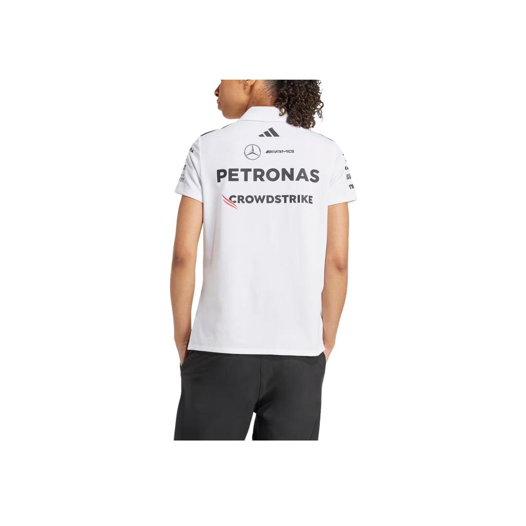 Adidas X Mercedes-Amg Petronas F1 Collaboration SS25 Formula Team Polo Shirt With Letter Pattern Stripes Women Polo Shirts White Mixed-Colors JV5741