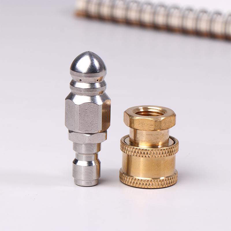 High Pressure Washer Nozzle, 1 Front 6 Rear Jet Spray Pipe Cleaning Nozzle Tip, 1/4'' NPT Male Thread 11.8mm/12mm
