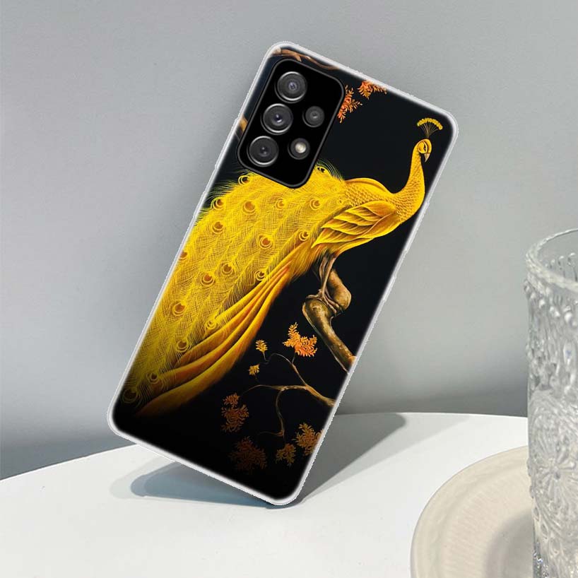 Bird Peacock Feather Phone Case For Samsung Galaxy A13 A14 A15 A16 A17 A53 A54 A55 A56 A57 A33 A34 A35 A36 A37 A23 A24 A25 A26 G