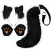 Fuchs-Ohren-Haarreif & Schwanz-Set mit realistischen Tierkrallen - Plüsch-Tierohren für Cosplay & Halloween